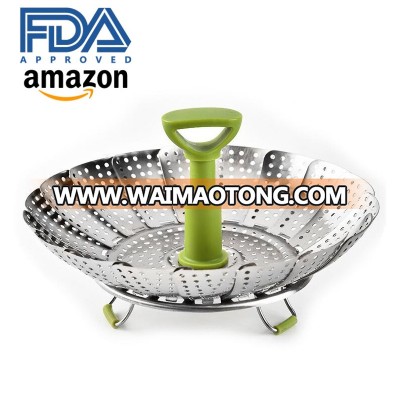 Stainless Steel Steamer Basket with Extendable Handle,Portable Steamer,