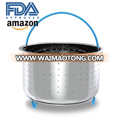 304 Stainless Steel Steamer basket pot with silicone handle silicone leg