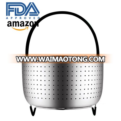 Stainless Steel 304 Steamer basket pot with silicone handle silicone leg